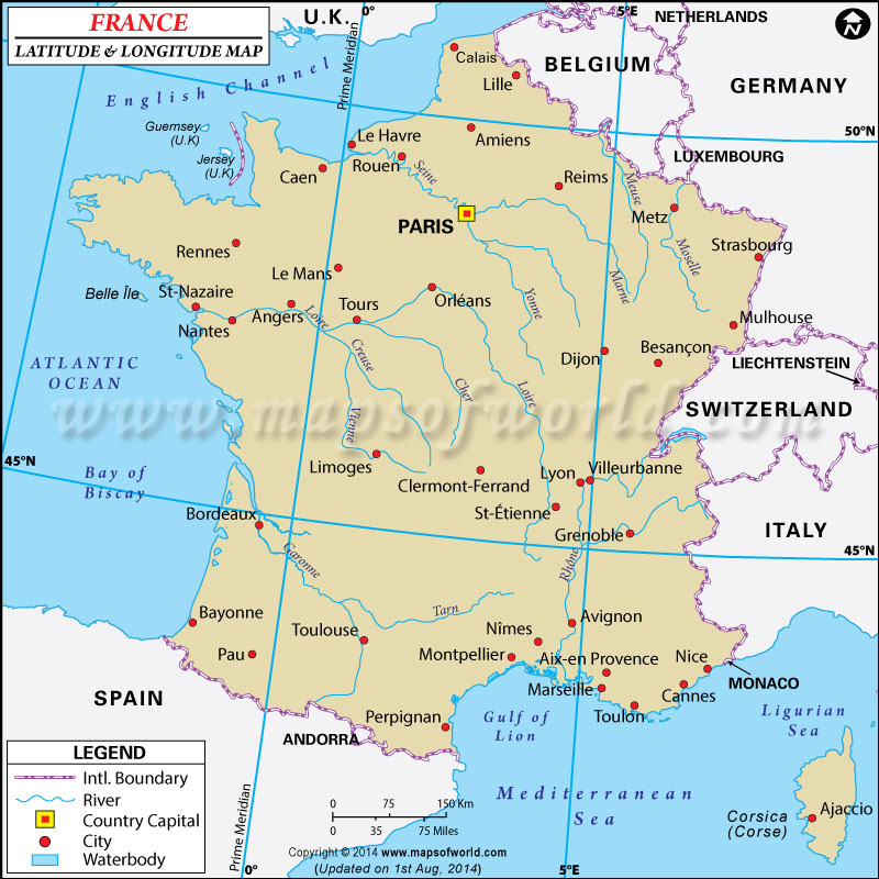 Определить географические координаты столиц сша франции. Карта Франции с широтами. Карта Франции с координатами. Координаты Франции. Карта Франции с широтой и долготой.