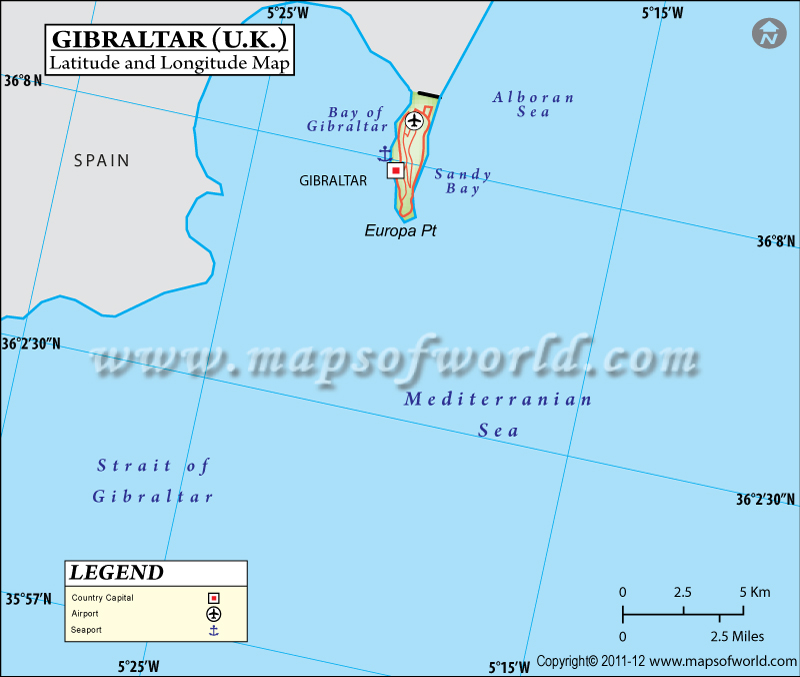 Gibraltar Latitude and Longitude Map