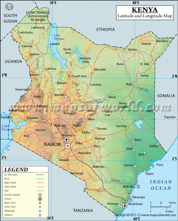 Kenya Latitude and Longitude Map