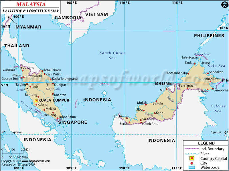 Malaysia Latitude And Longitude Map