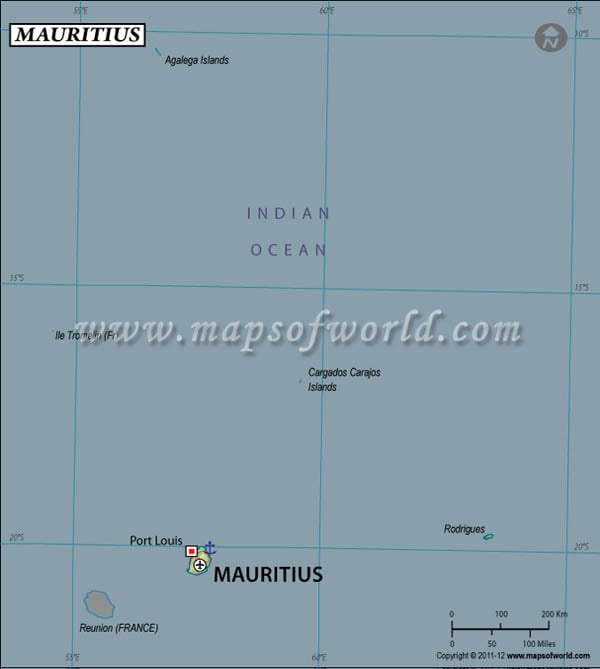 Mauritius Latitude and Longitude Map