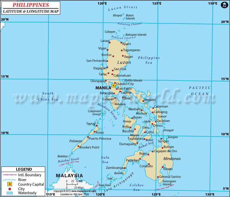 Philippines Latitude And Longitude Map