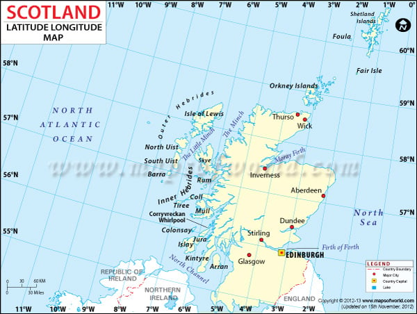 Scotland Latitude and Longitude Map