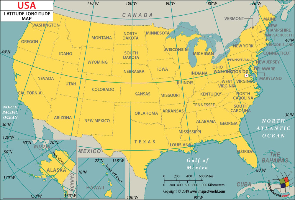 US Latitude and Longitude Map