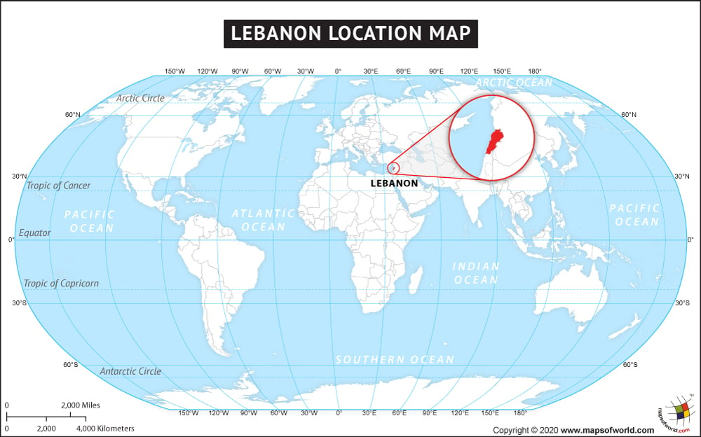 Where Is Lebanon Located Location Map Of Lebanon