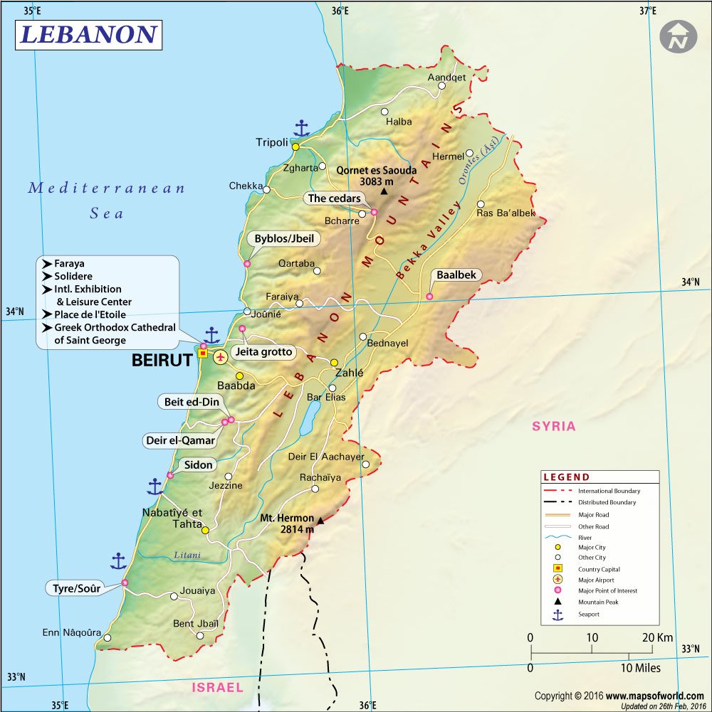 Map Of Lebanon