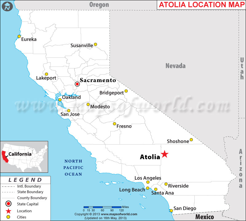 Where is Atolia located in California