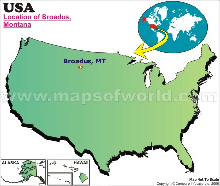 Location Map of Broadus, USA