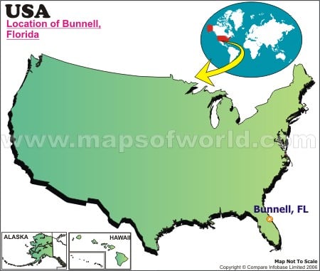 Location Map of Bunnell, USA