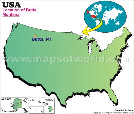 Location Map of Butte, Mont., USA