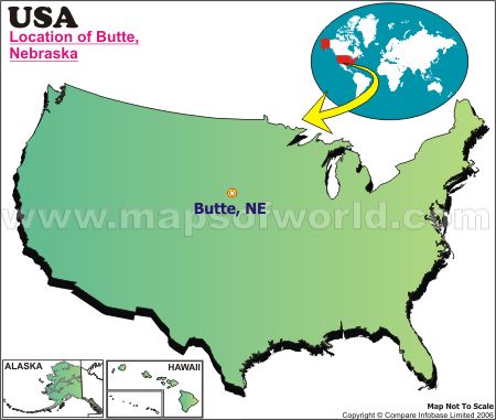 Location Map of Butte, Nebr., USA