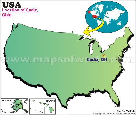 Location Map of Cadiz, Ohio, USA