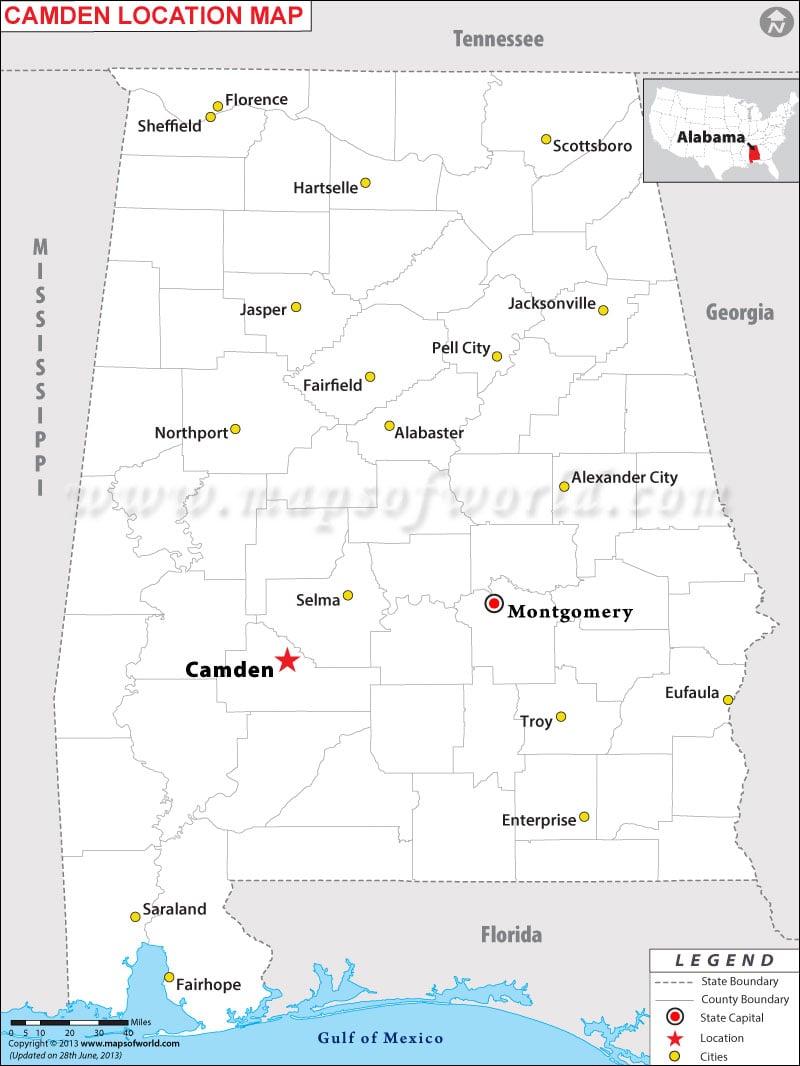 Where is Camden located in Alabama