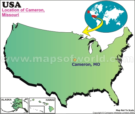 Location Map of Cameron, Mo., USA