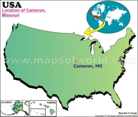 Location Map of Cameron, Tex., USA