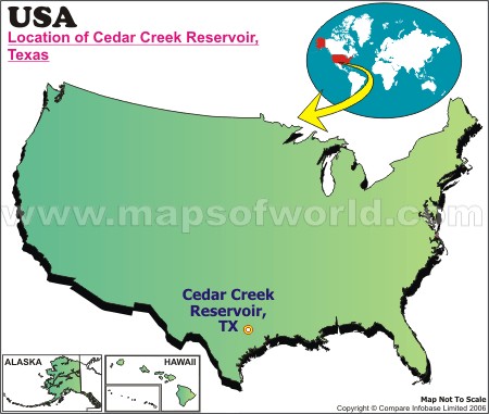 Location Map of Cedar Creek Reservori, USA