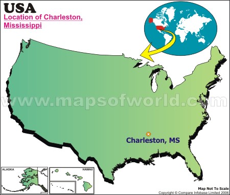 Location Map of Charleston, Miss., USA