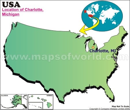Location Map of Charlotte, Mich., USA