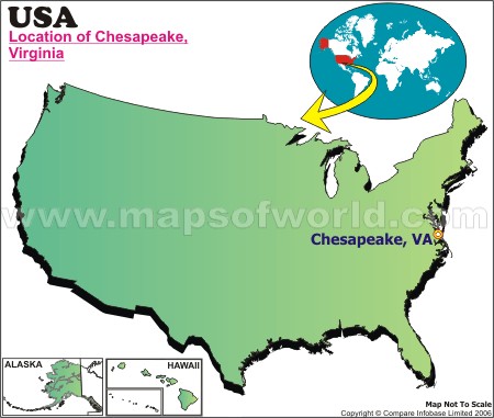 Location Map of Chesapeake, USA