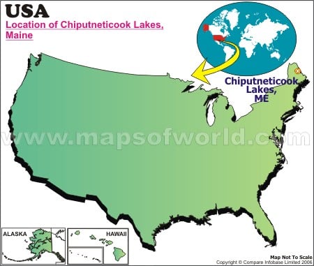 Location Map of Chiputneticook Lakes, USA
