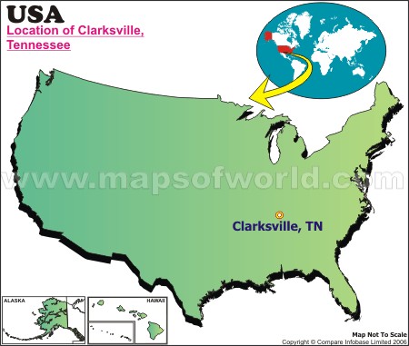 Location Map of Clarksville, Tenn., USA