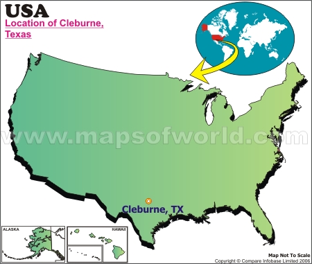 Location Map of Cleburne, USA