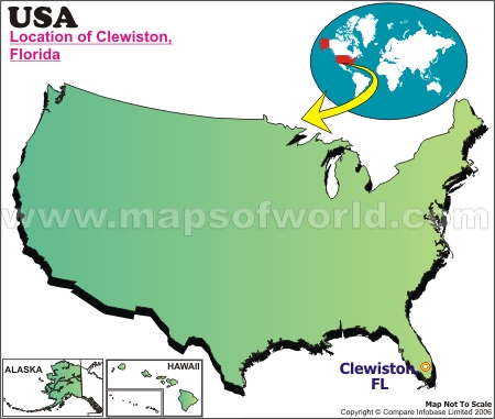Location Map of Clewiston, USA