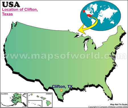 Location Map of Clifton, Tex., USA