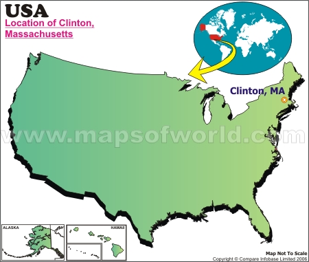 Location Map of Clinton, Mass., USA