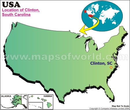 Location Map of Clinton, S.C., USA