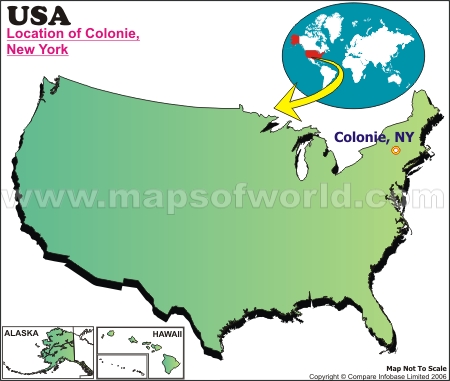 Location Map of Colonie, USA
