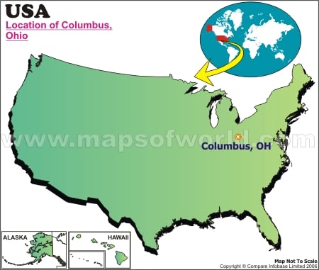 Location Map of Columbus, Ohio., USA