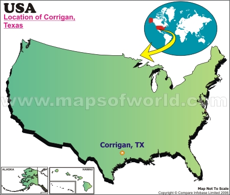 Location Map of Corrigan, USA