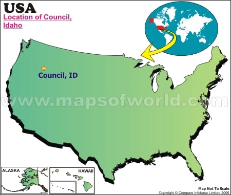 Location Map of Council, USA