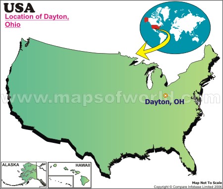 Location Map of Dayton, Ohio, USA