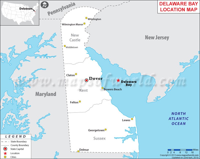 Location Map of Delaware B., USA