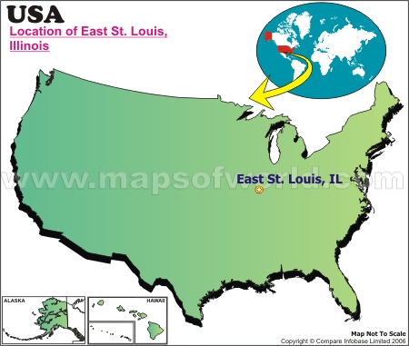 Location Map of East St. Louis, USA