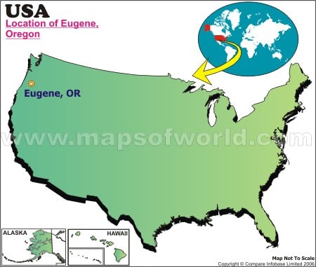 Location Map of Eugene, USA