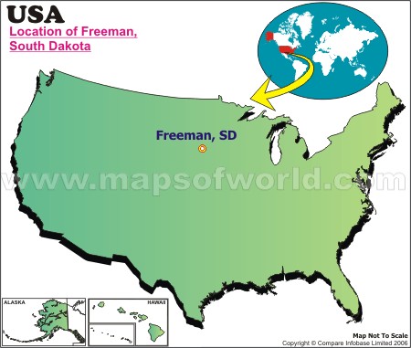 Location Map of Freeman, S. Dak., USA