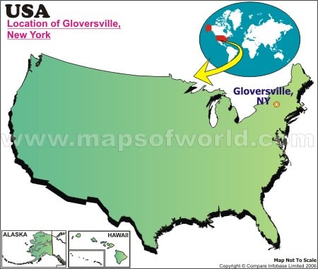 Location Map of Gloversville, USA