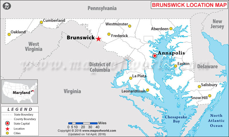 Location Map of Brunswick , Maryland