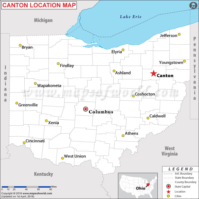 Location Map of Canton , Ohio