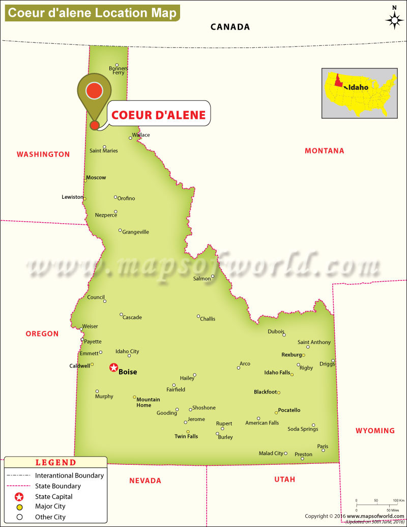 map of coeur d alene idaho Where Is Coeur D Alene Located In Idaho Usa map of coeur d alene idaho