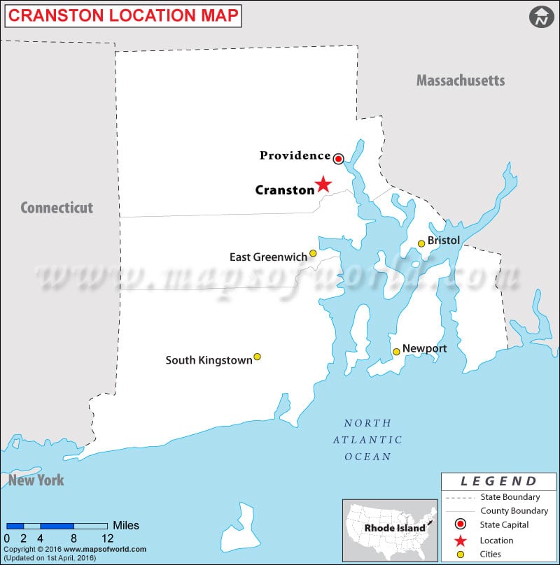 Location Map of Cranston , Rhode Island