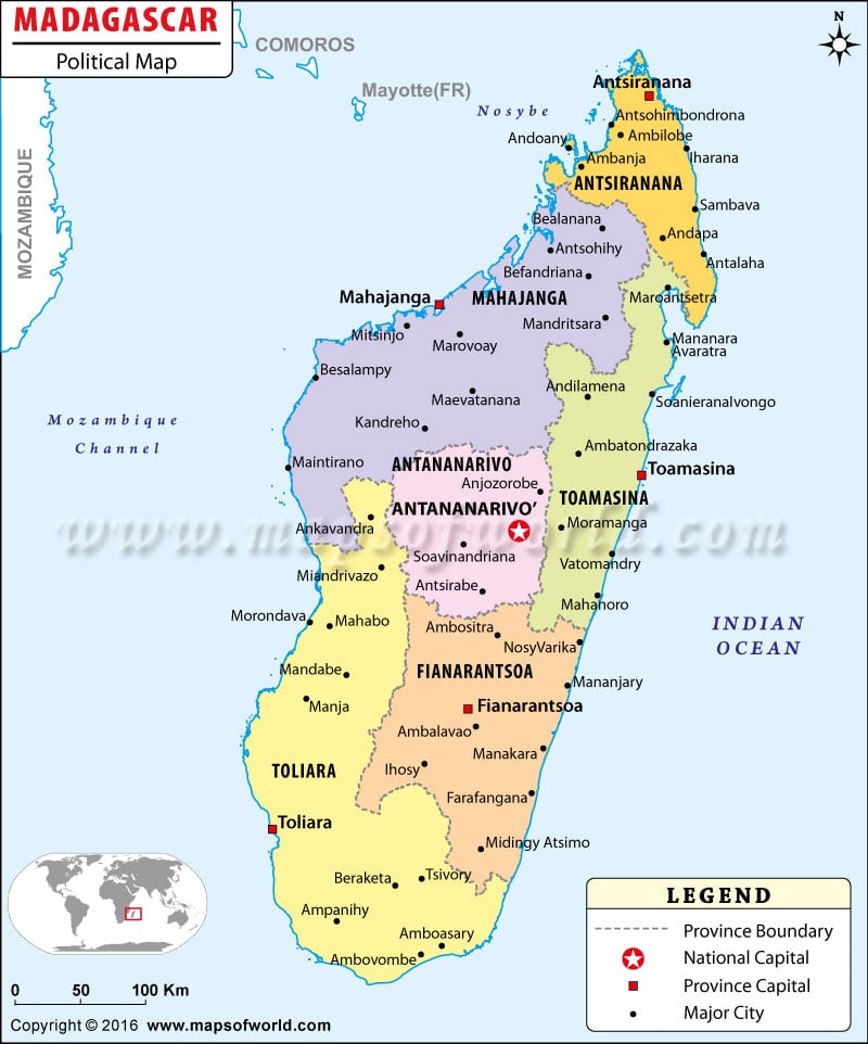 Political Map Of Madagascar Madagascar Provinces Map