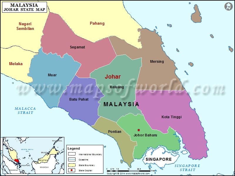 Johor Map Map Of Johor State Malaysia