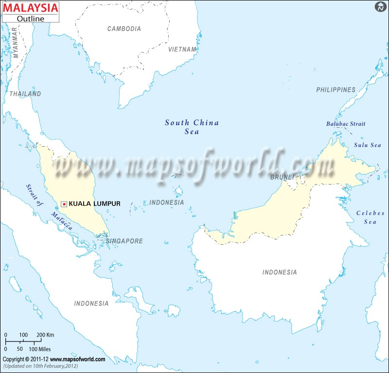Malaysia Time Zone Map