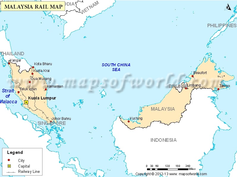 Malaysia Rail Map, Railway Map of Malaysia