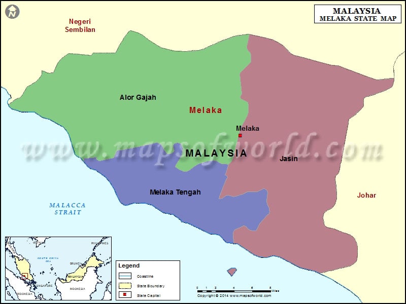 Melaka Map Map Of Melaka State Malaysia