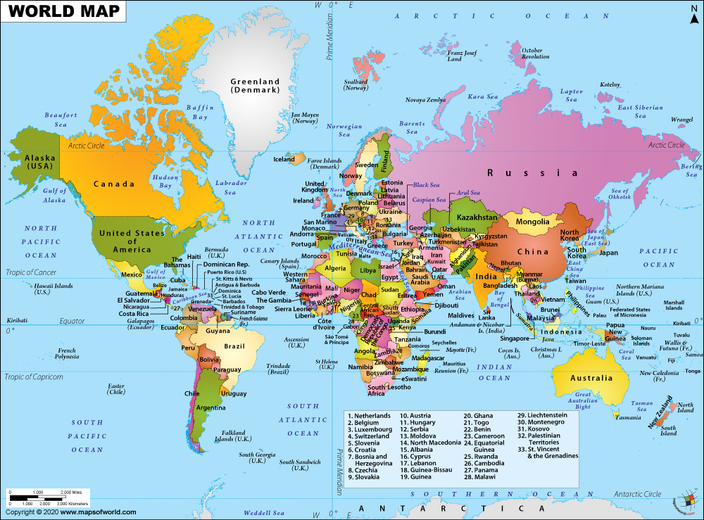 High Quality World Map Countries And Capitals